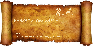 Madár András névjegykártya